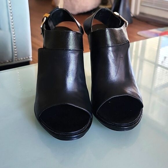 Balenciaga Leather Slingback Peep Toe Heels - Picture 4 of 12